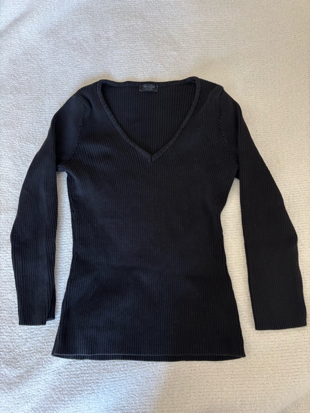 Brandy Melville Black Ribbed V-Neck Sweater